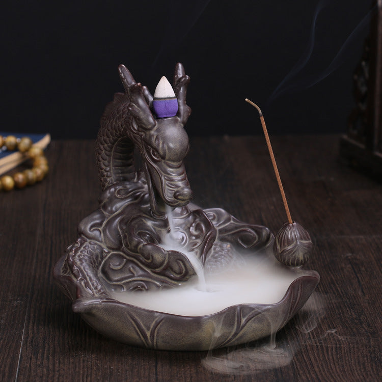 Ceramic Carp And Dragon Buddhist Supplies Incense Burner