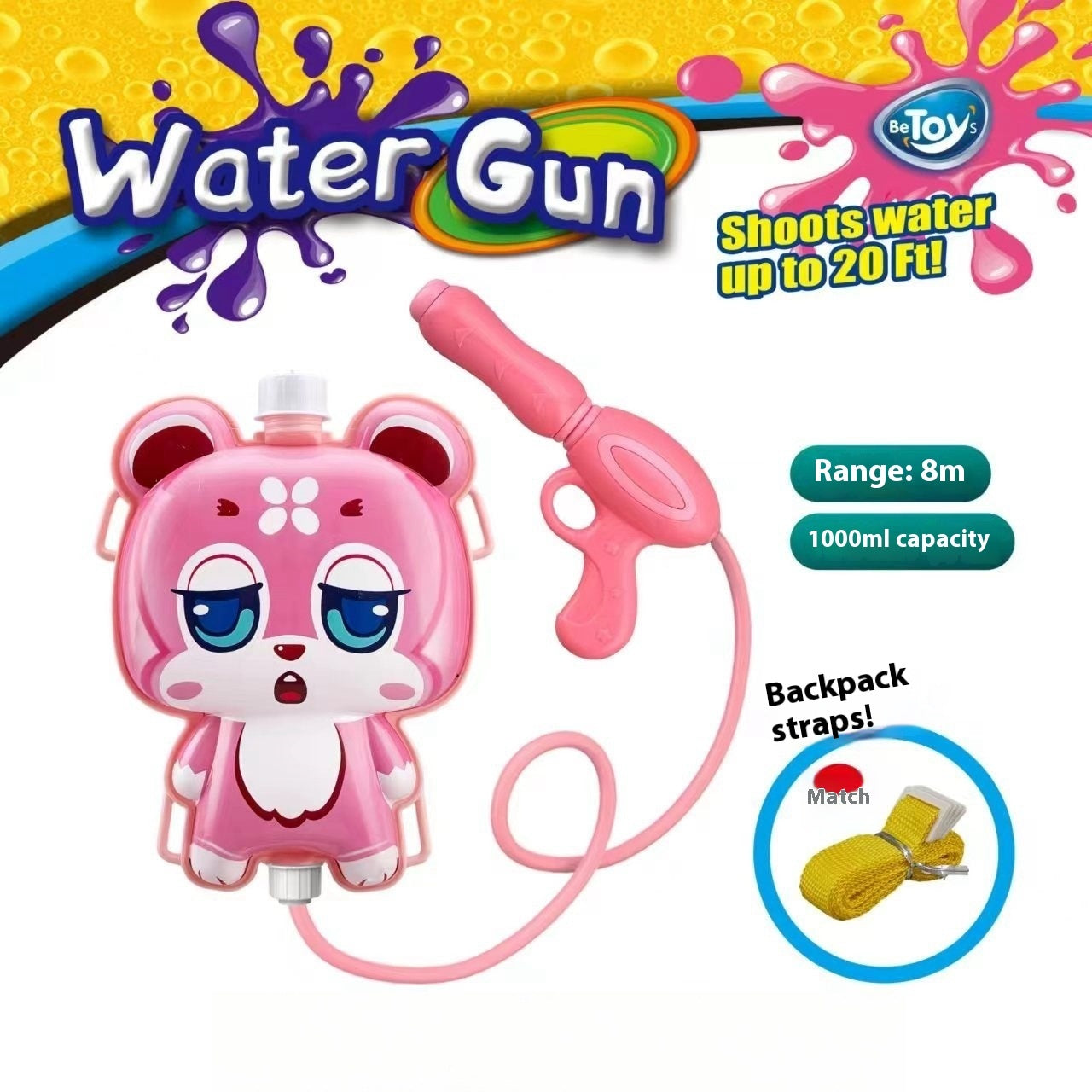 Children's Pull-out Backpack Water Gun Toy Water Playing Outdoor Water Fight Water