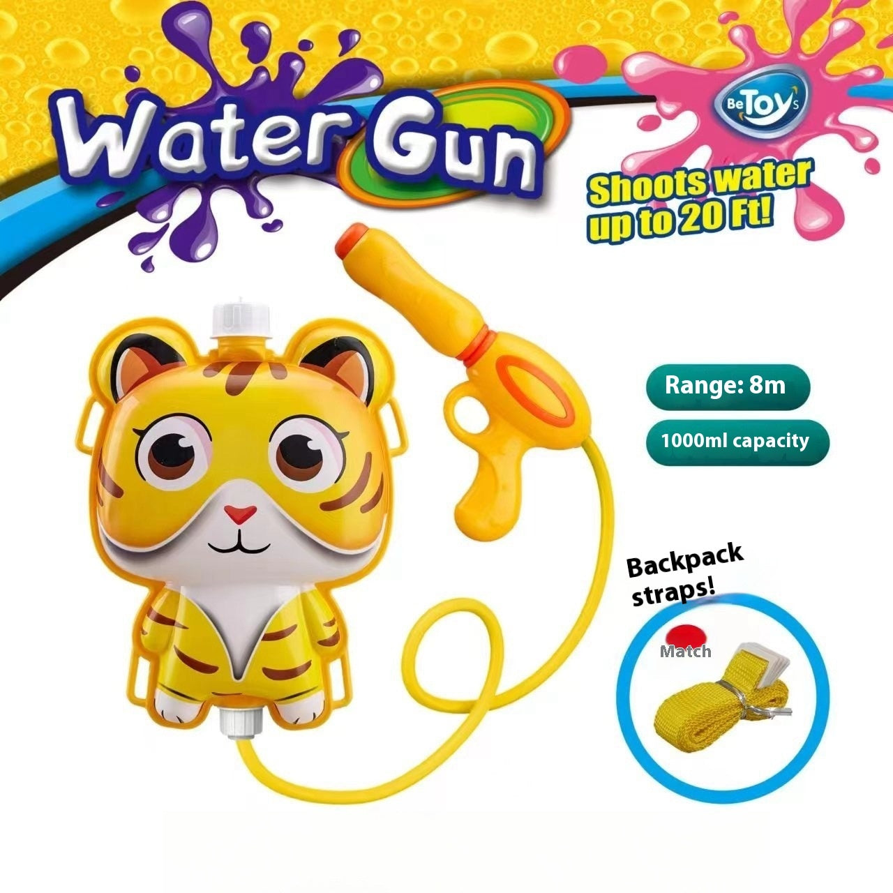 Children's Pull-out Backpack Water Gun Toy Water Playing Outdoor Water Fight Water