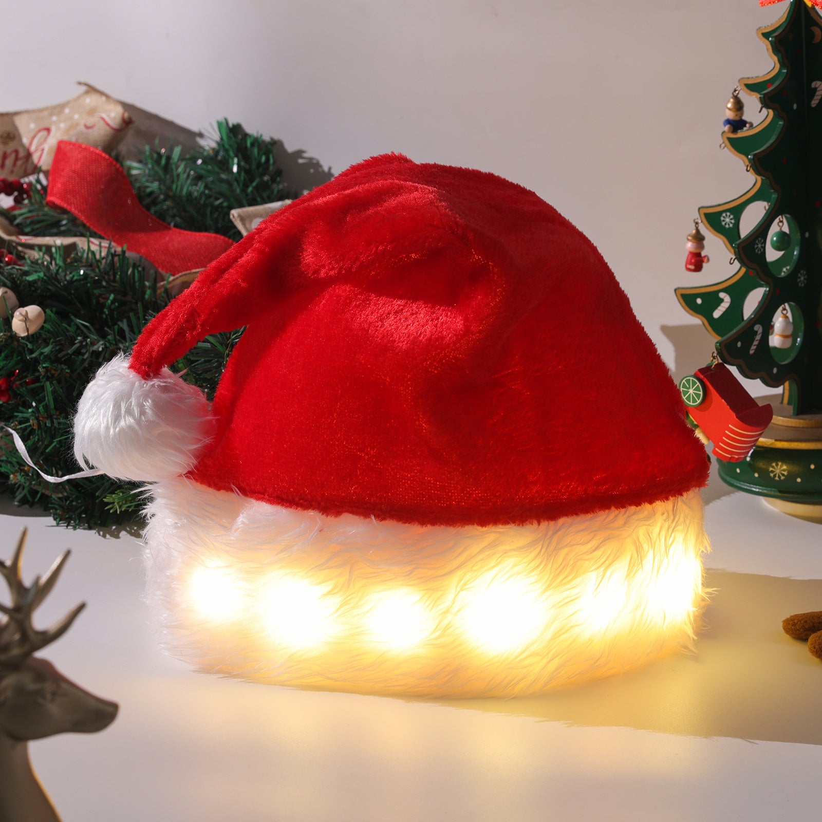 Christmas Hat LED Light Plush Children's Adult Christmas Decorations