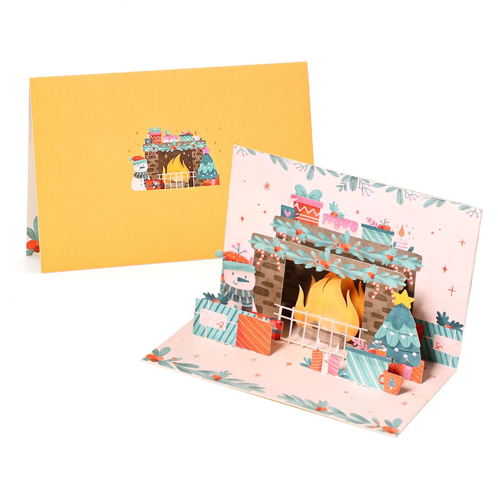 Christmas Tree Greeting Cards Cat Xmas Party Three-dimensional Pop Up Card 3D Postcard With Envelope Holiday Supplies