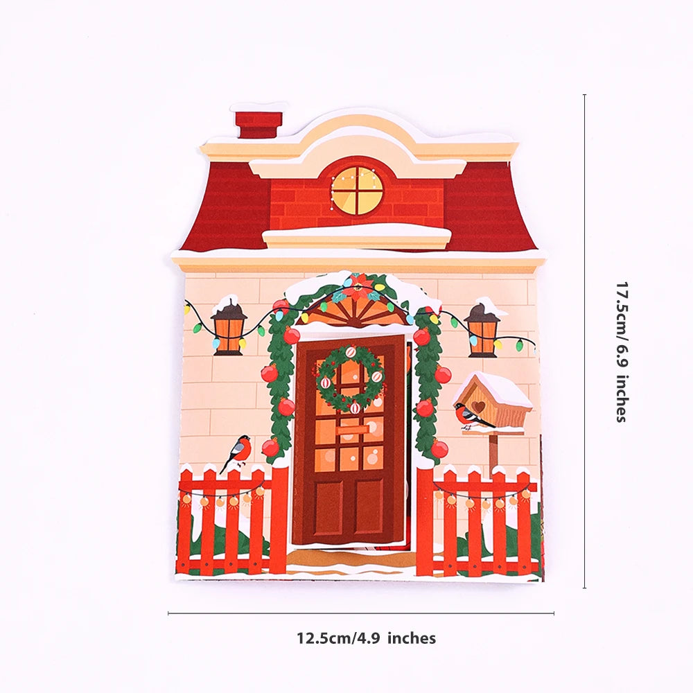 Christmas Tree Greeting Cards Cat Xmas Party Three-dimensional Pop Up Card 3D Postcard With Envelope Holiday Supplies