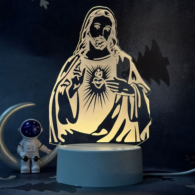 Christian Jesus Portrait 3D LED Night Light for Religious Holiday