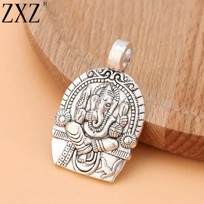 Ganesha God of Beginnings Amulet Charms Pendants For Necklace Jewelry Findings 38x24mm