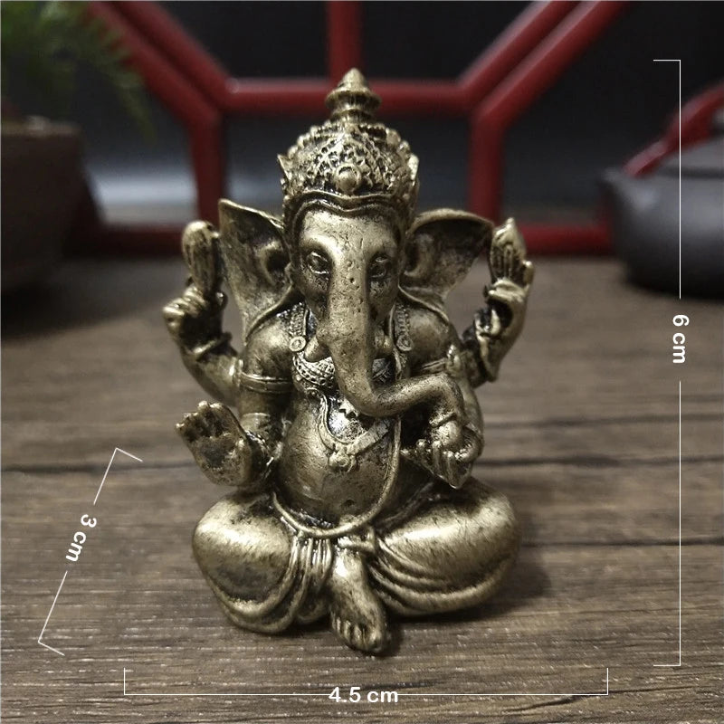 Lord Ganesha Gold Statue God Sculpture Home Garden Decoration