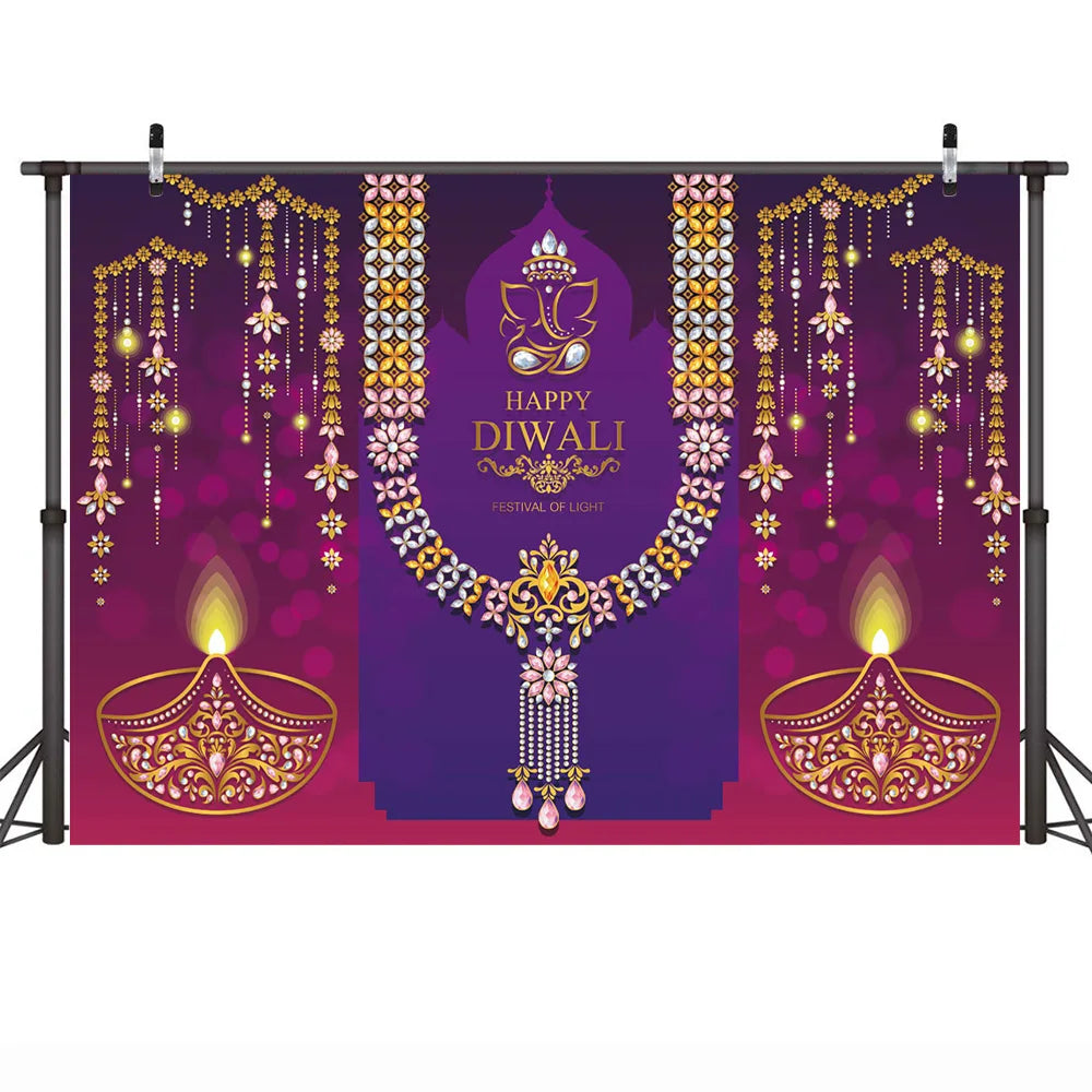 Diwali Festival Photography Backdrop Candle Mural India Diwali Background Lights Laxmi Puja Backdrops Photo Studio