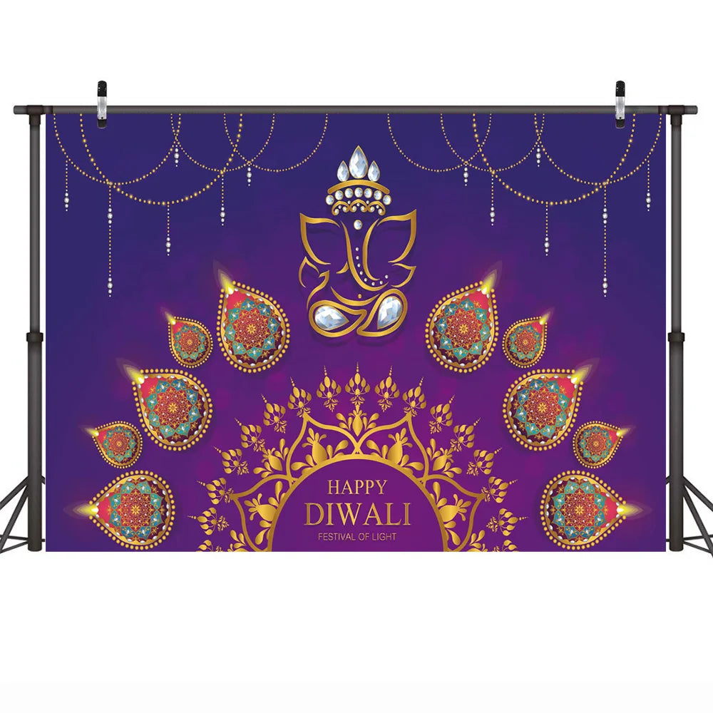 Diwali Festival Photography Backdrop Candle Mural India Diwali Background Lights Laxmi Puja Backdrops Photo Studio