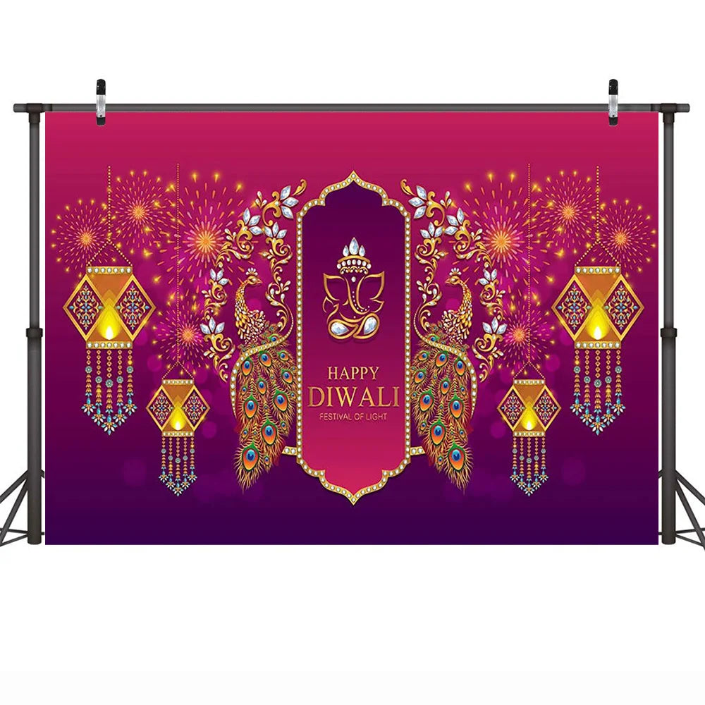 Diwali Festival Photography Backdrop Candle Mural India Diwali Background Lights Laxmi Puja Backdrops Photo Studio