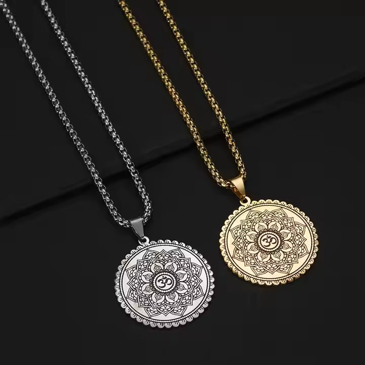 Vintage Buddhism Mandala Yoga Round Pendant