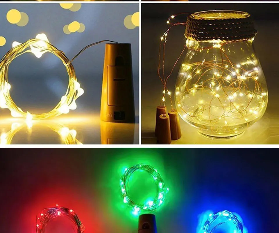 1M/2M/3M Wine Cork LED Battery Lighting Strings Bottle Lights for Party Wedding Christmas Halloween Bar Decor Creative Lights