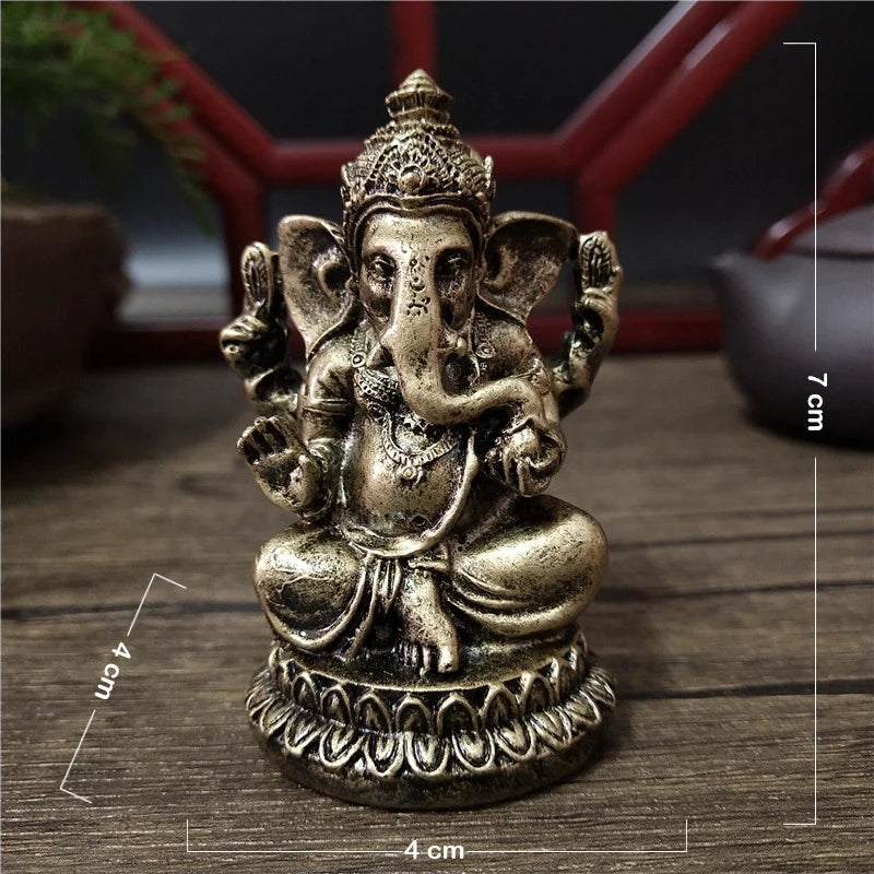 Lord Ganesha Gold Statue God Sculpture Home Garden Decoration