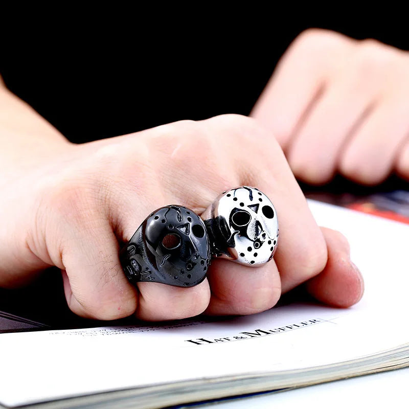 Beier new store 316L Stainless Steel Jason Halloween Party Men's Rings Cool Hockey High Quality Jewelry LLBR8-052R