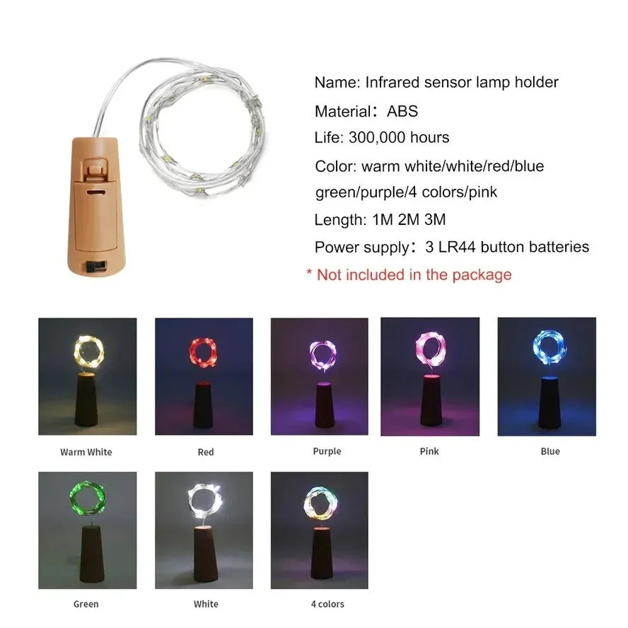 1M/2M/3M Wine Cork LED Battery Lighting Strings Bottle Lights for Party Wedding Christmas Halloween Bar Decor Creative Lights