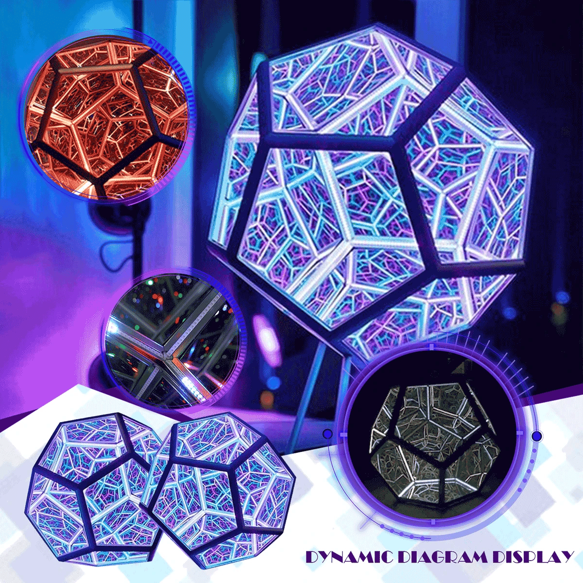 Christmas LED Night Light, Infinite Dodecahedron Color Art Light Decor, Novelty Gift, Cool Technology Decoration, Home Decor