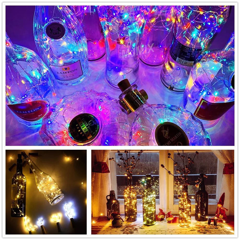 1M/2M/3M Wine Cork LED Battery Lighting Strings Bottle Lights for Party Wedding Christmas Halloween Bar Decor Creative Lights