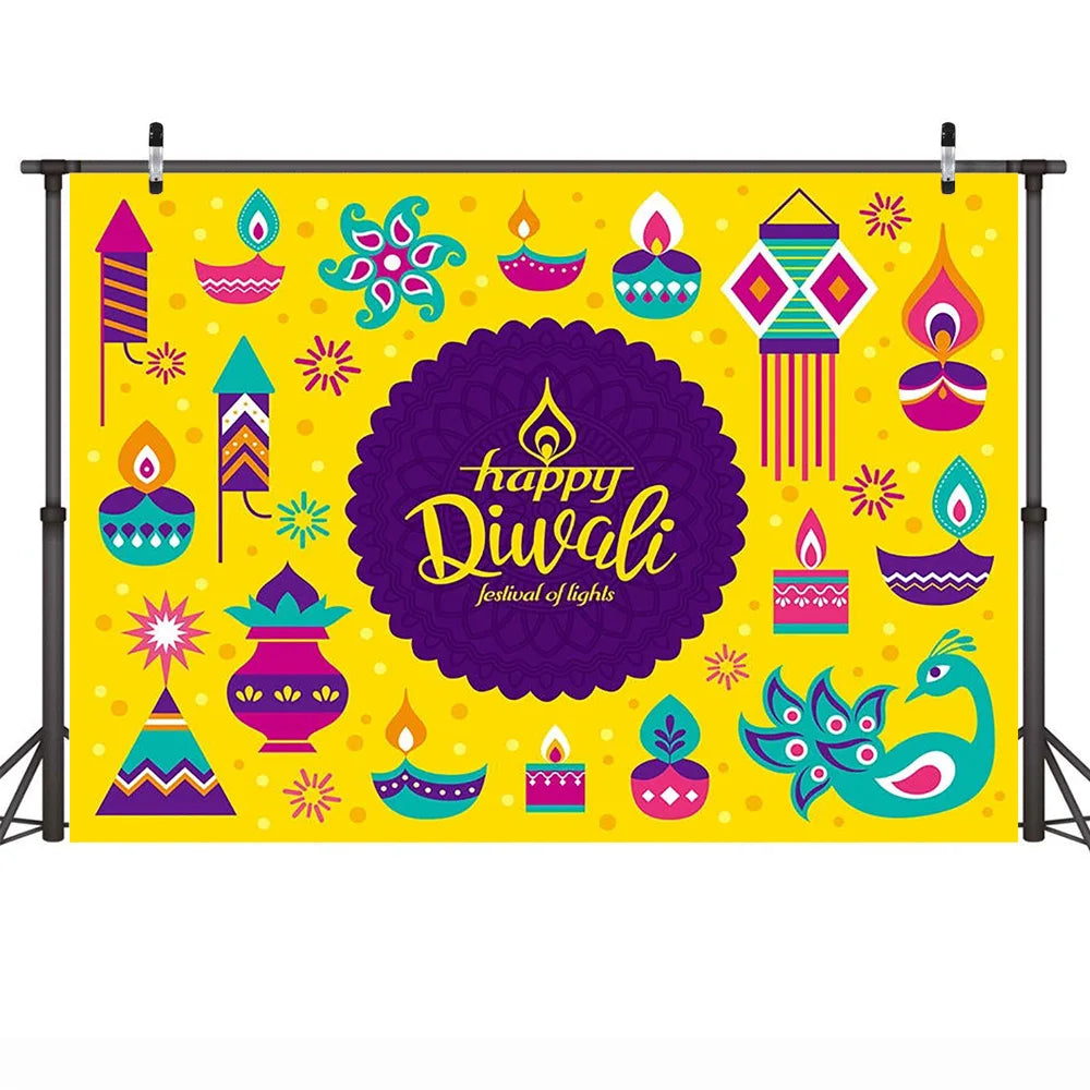 Diwali Festival Photography Backdrop Candle Mural India Diwali Background Lights Laxmi Puja Backdrops Photo Studio