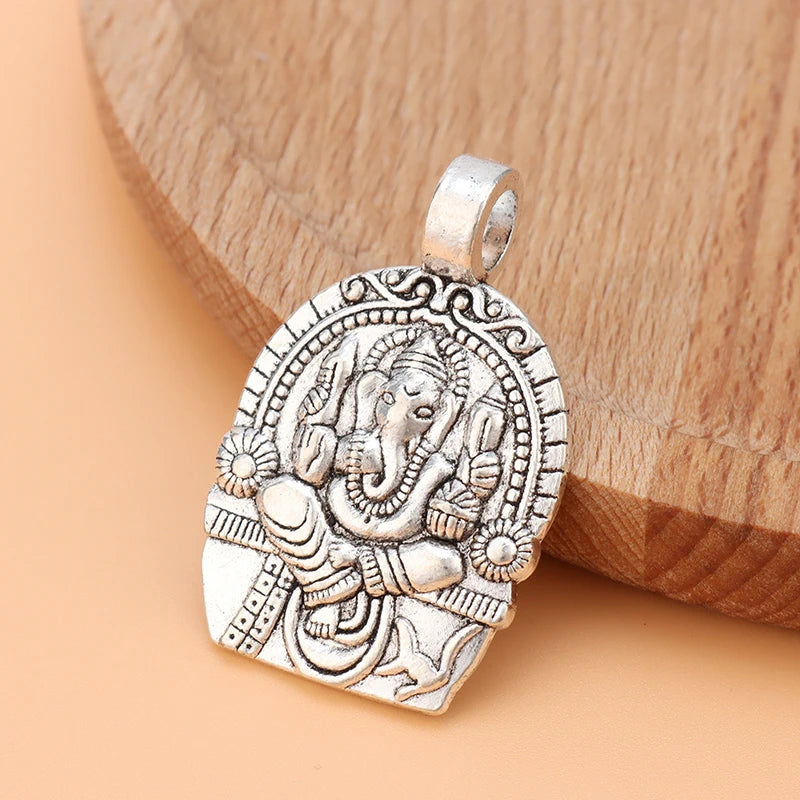 Ganesha God of Beginnings Amulet Charms Pendants For Necklace Jewelry Findings 38x24mm