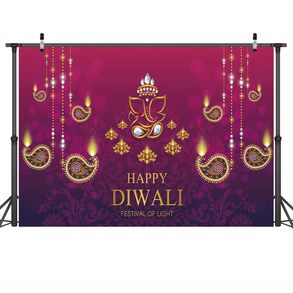 Diwali Festival Photography Backdrop Candle Mural India Diwali Background Lights Laxmi Puja Backdrops Photo Studio