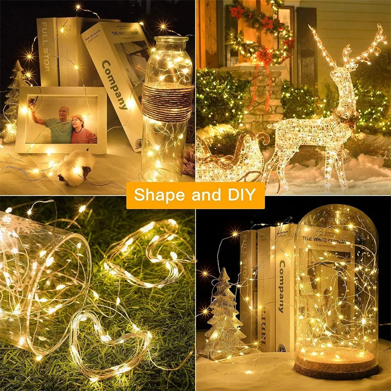 Diwali Lights LED Fairy String Curtain Lights 8 Mode Remote USB Festoon Christmas Decor For Home Holiday New Year Lamp