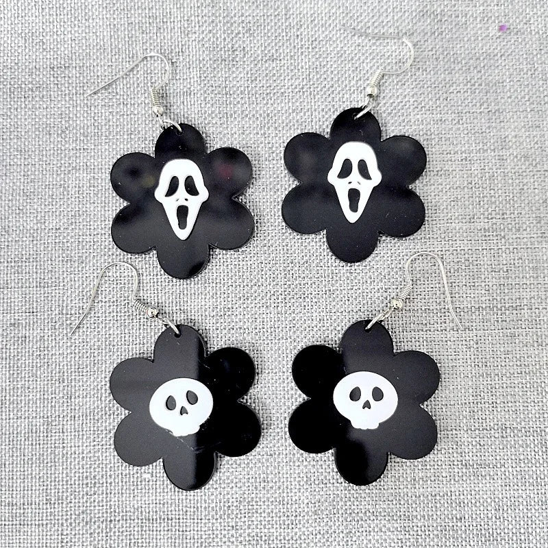 New Skeleton Pumpkins Halloween Earrings Women Hallowmas Costume Cosplay Skull Heart Axe Black Bat Acrylic Drop Earring