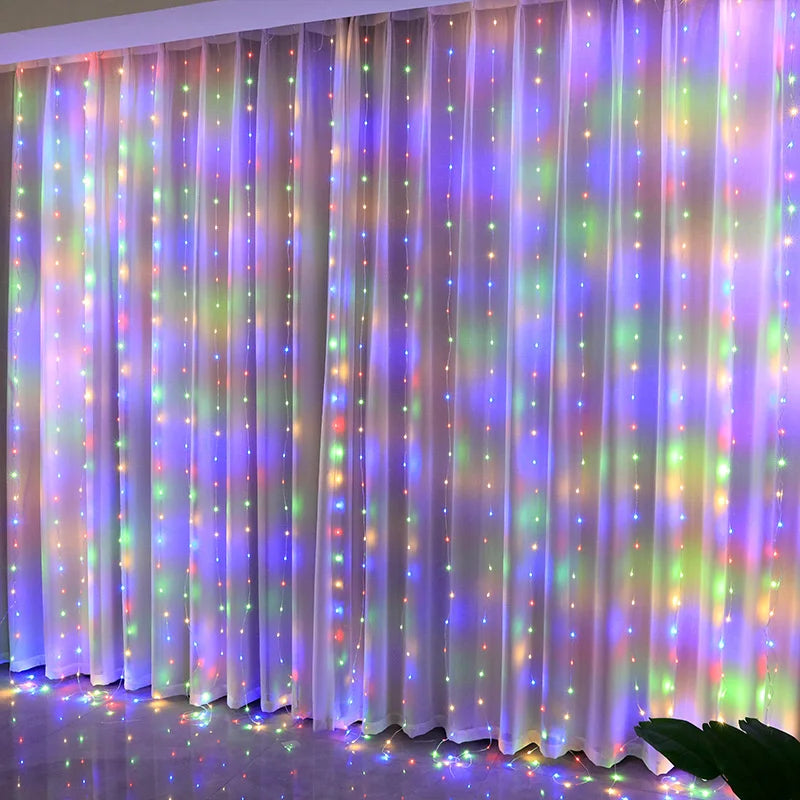 Diwali Lights LED Fairy String Curtain Lights 8 Mode Remote USB Festoon Christmas Decor For Home Holiday New Year Lamp