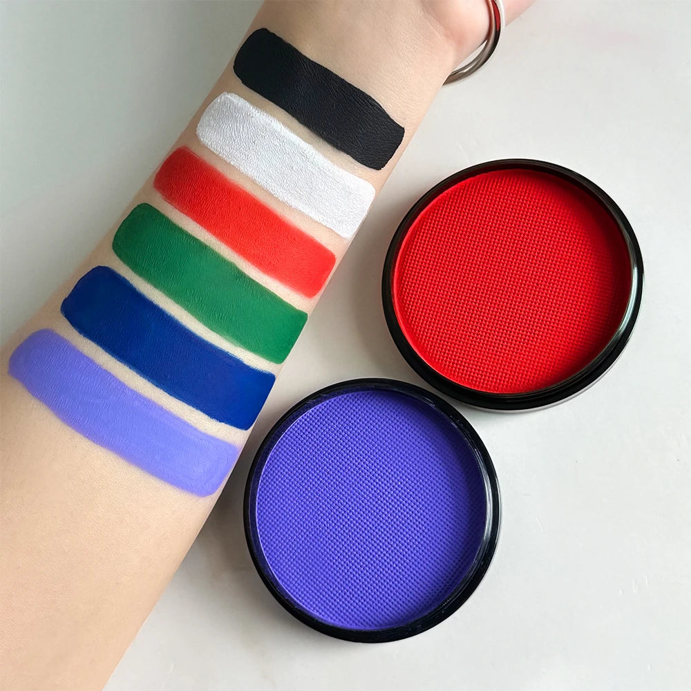 30g Water-Activated Body Makeup Face Paint Set 3-Piece with Brushes Mixing Palette for Halloween Christmas Costume Party Cosplay