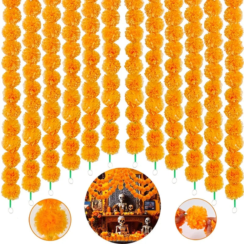 1pc Marigold Garland for Decoration Artificial Marigold Flower Diwali