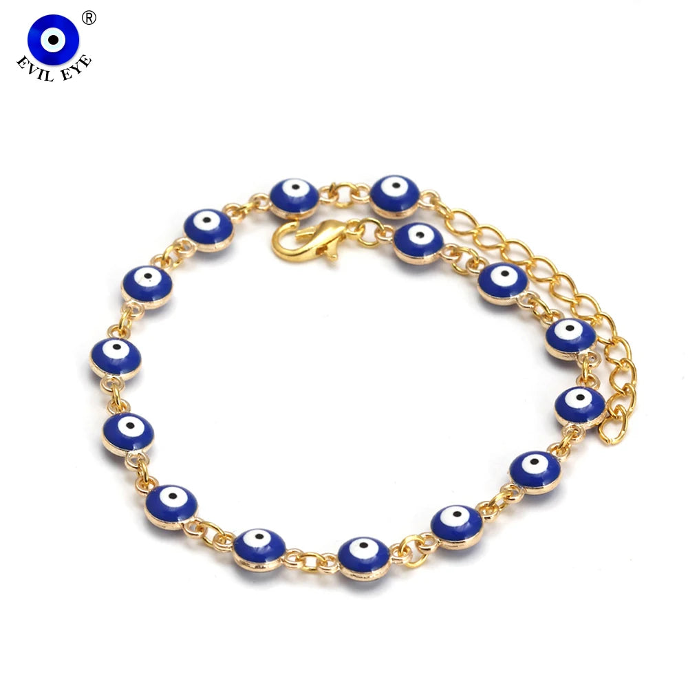 EVIL EYE Adjustable Alloy Foot Chain Women Anklet Drop Oil Turkish Evil Eye Anklet tobilleras mujer תכשיטים chaine de cheville