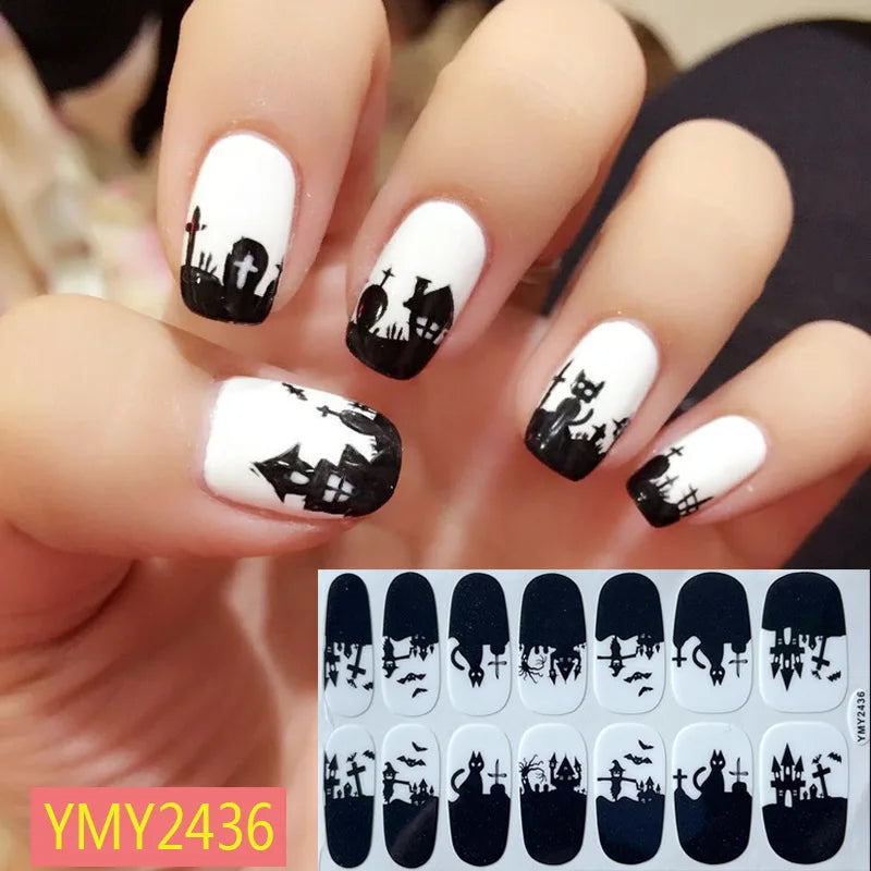 Baking Free Halloween Nail Stickers Full Sticker Fashion Nail Art Jewelry  Pumpkin Ghost Wholesale Applique Nail Sticker