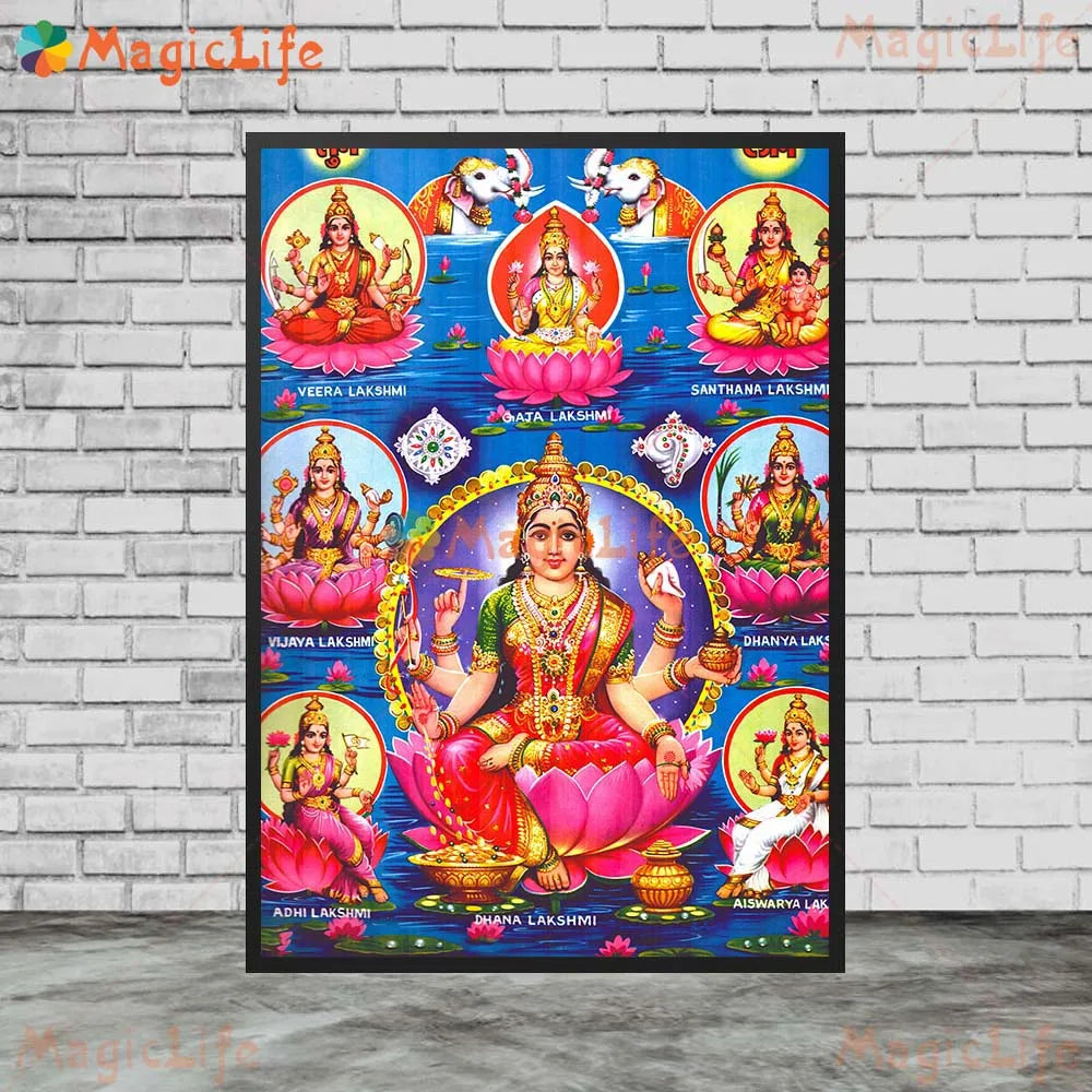 Hindu Goddess Lakshmi Religious Posters Wall Pictures