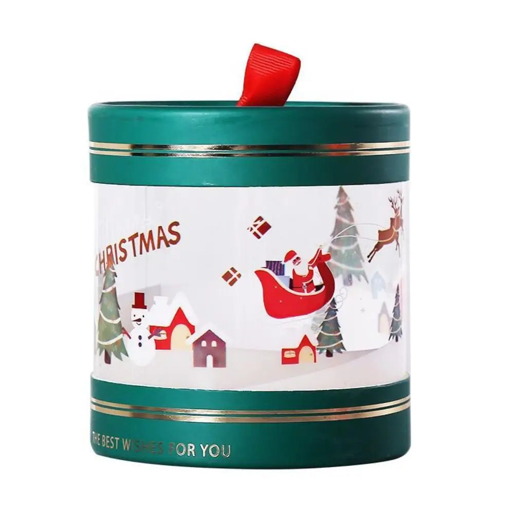 Christmas Gift Packaging Box Festive Dessert Party Decoration Treats Cake Hug Bucket Plastic Transparent Storage Case Home
