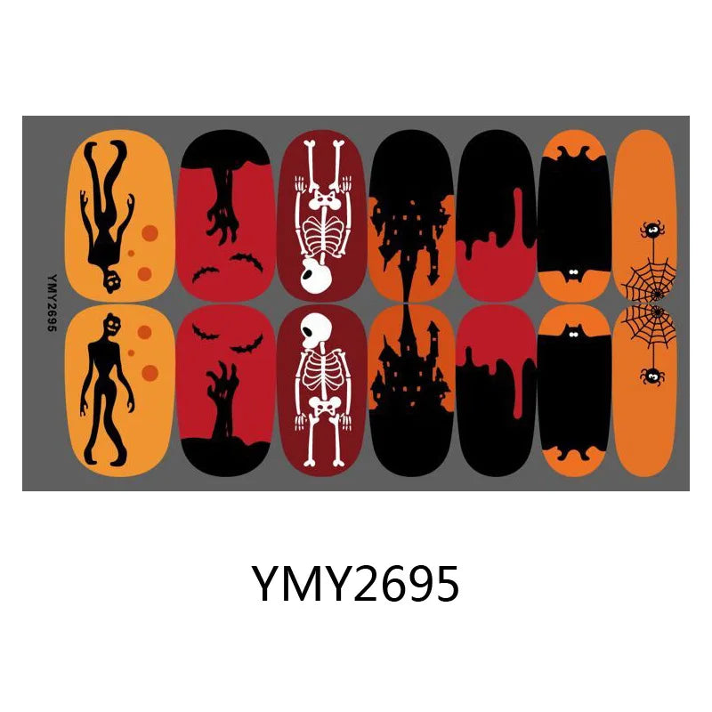 Baking Free Halloween Nail Stickers Full Sticker Fashion Nail Art Jewelry  Pumpkin Ghost Wholesale Applique Nail Sticker