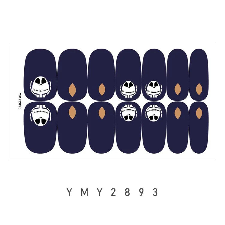 Baking Free Halloween Nail Stickers Full Sticker Fashion Nail Art Jewelry  Pumpkin Ghost Wholesale Applique Nail Sticker