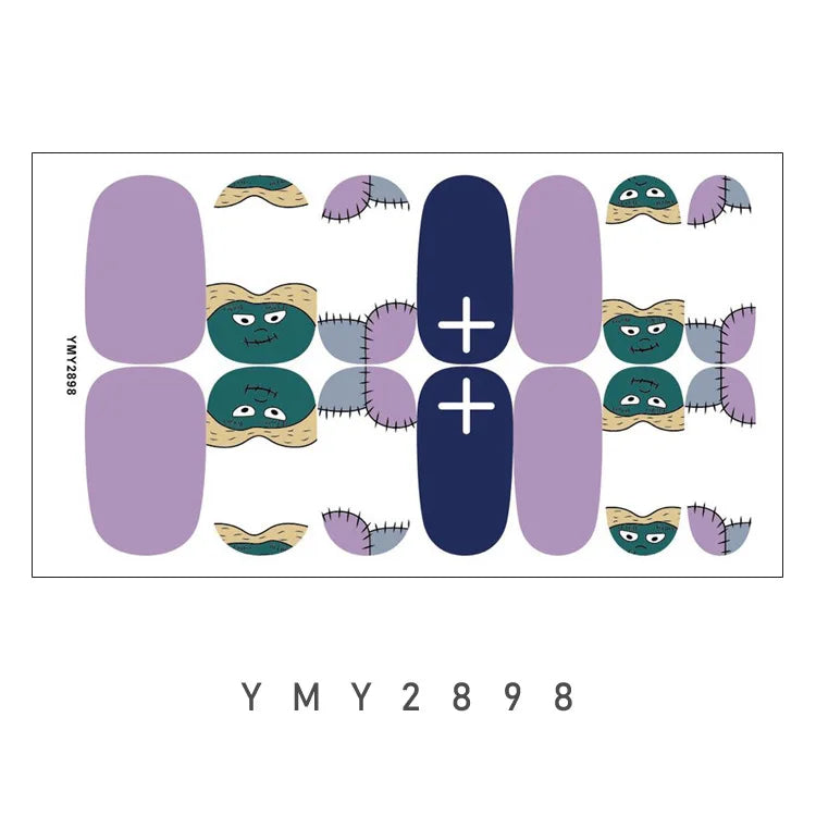 Baking Free Halloween Nail Stickers Full Sticker Fashion Nail Art Jewelry  Pumpkin Ghost Wholesale Applique Nail Sticker