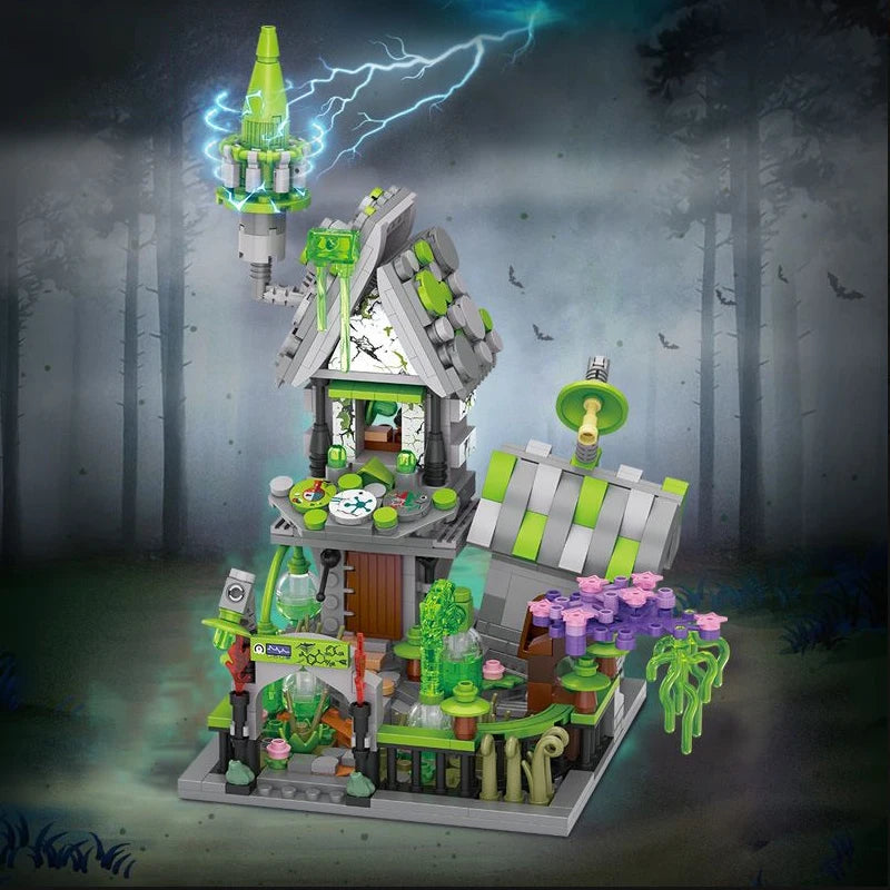 Halloween Toys Building Blocks Assembly Pumpkin House Ghost House Witch Science Monster Friend Party Decor Model Kids Gifts