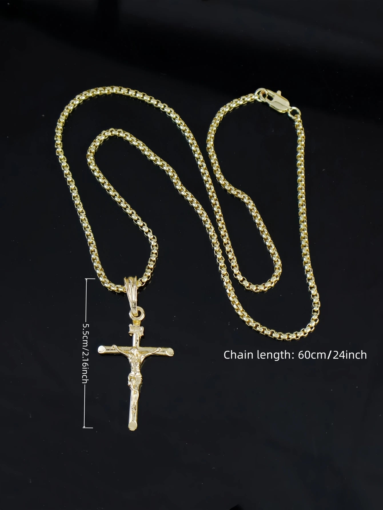 Gold-plated chain Jesús Pendant Cross necklace