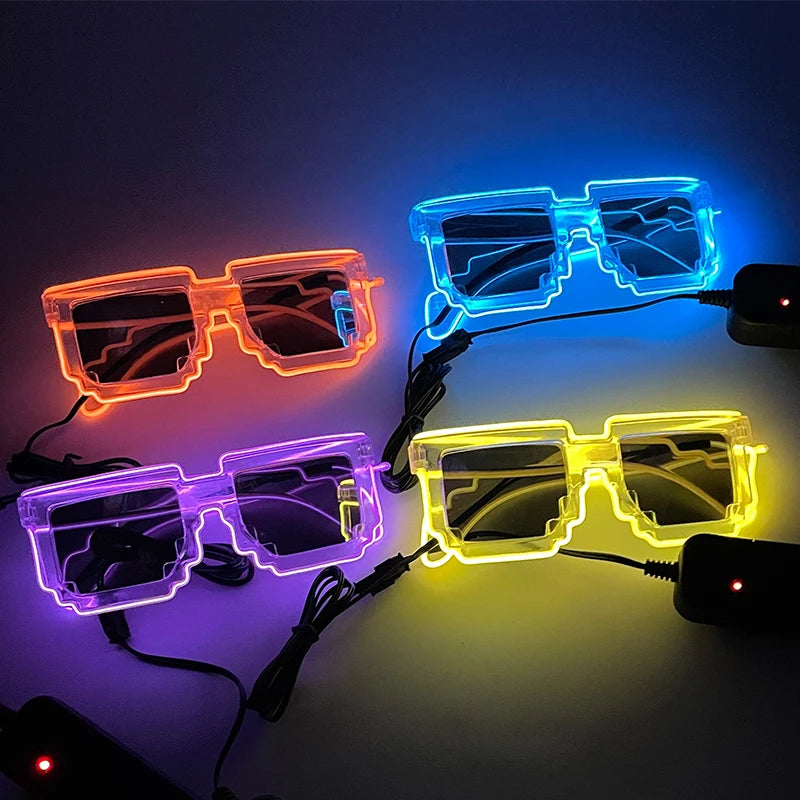 Funny Light Up Glasses Luminous LED Mosaic Glasses Men Women Halloween Party Supplies Glowing Glasses Neon Gafas Prpos
