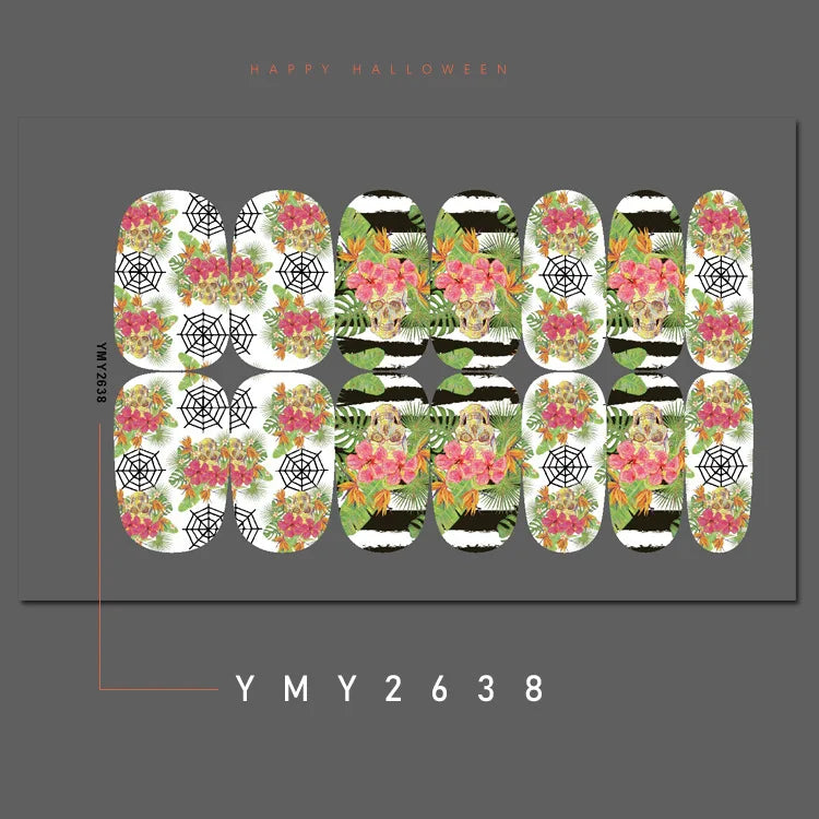 Baking Free Halloween Nail Stickers Full Sticker Fashion Nail Art Jewelry  Pumpkin Ghost Wholesale Applique Nail Sticker