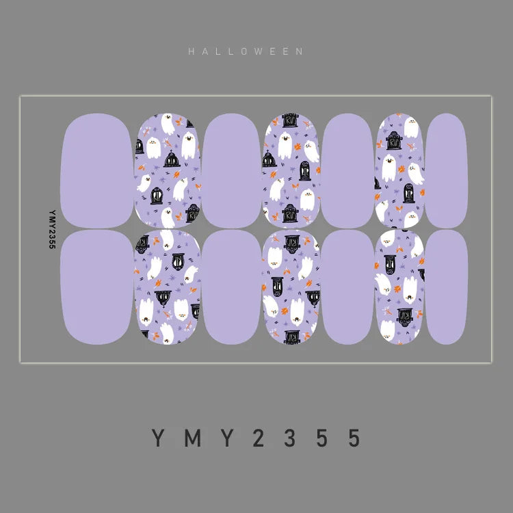 Baking Free Halloween Nail Stickers Full Sticker Fashion Nail Art Jewelry  Pumpkin Ghost Wholesale Applique Nail Sticker