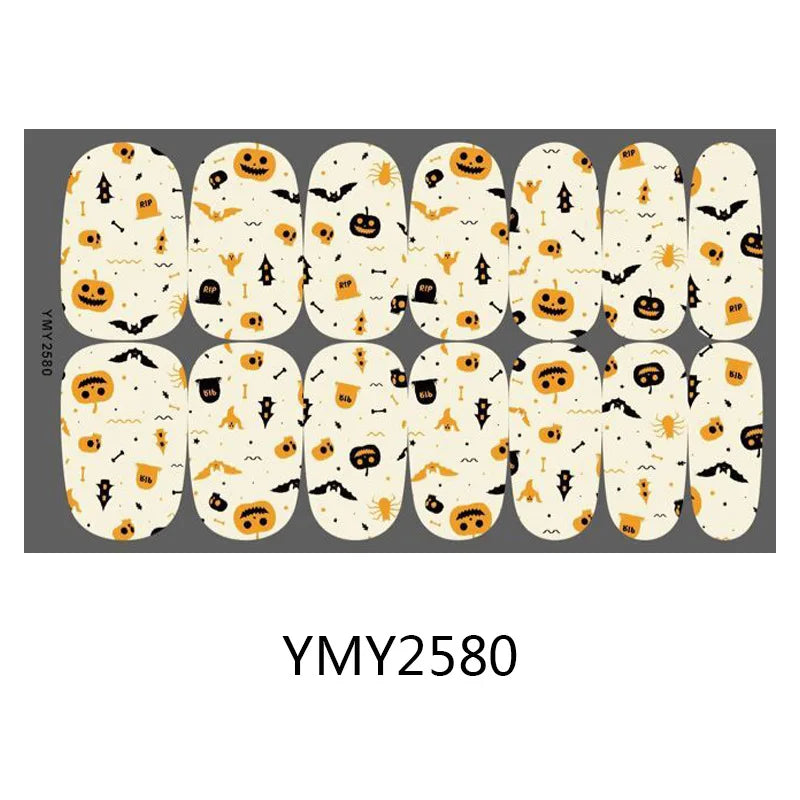Baking Free Halloween Nail Stickers Full Sticker Fashion Nail Art Jewelry  Pumpkin Ghost Wholesale Applique Nail Sticker