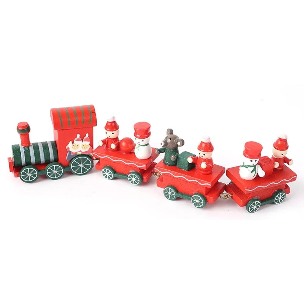 Christmas Train Painted Wooden Plastic  Mini Christmas Tree Train Christmas Decorations Festival Party Xmas Table Top Ornament