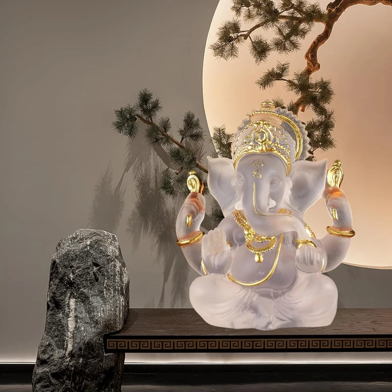 Divine Ganesha Statue God Decor Luxury Hindu Temple Art Altar Showpiece Gift for Blessings Meditation