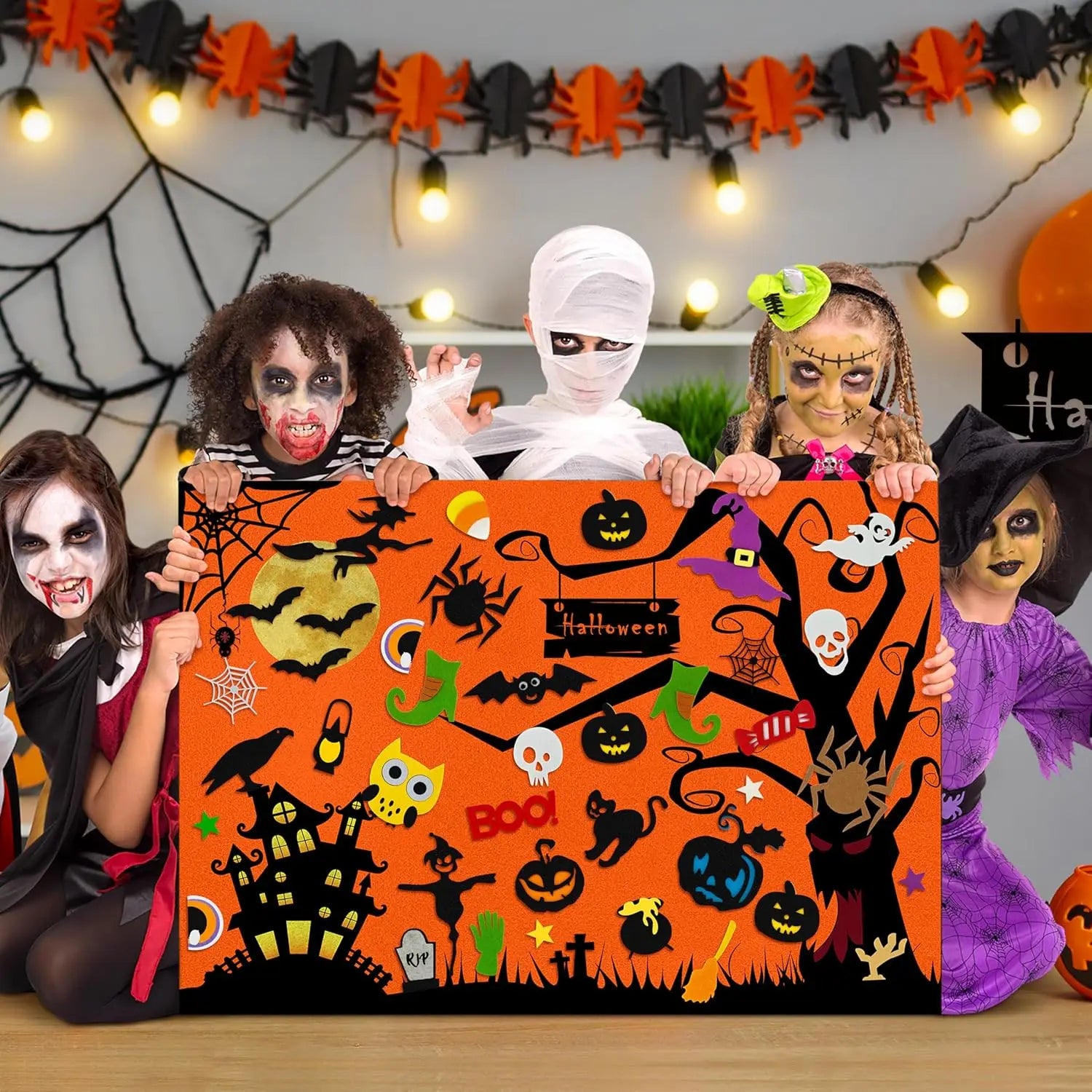 Christmas Felt Story Board Set Detachable Ornaments Wall Decor House Crafts DIY Learning Interactive Play Kit for Holiday Xmas