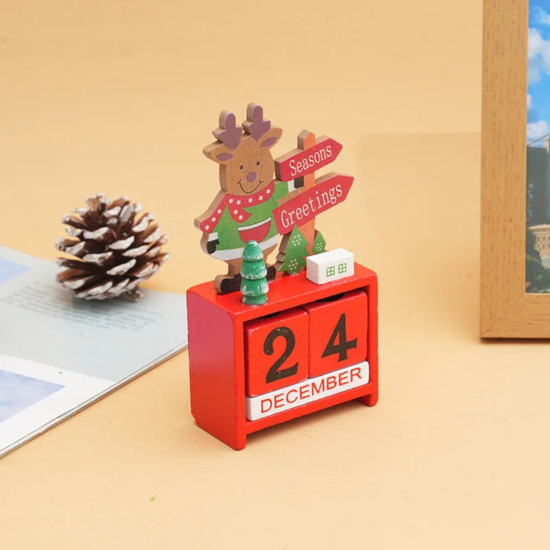 Christmas Gifts Wooden Calendar Tabletop Ornaments Santa Claus Christmas Tree Decorations Home Decoration Accessories
