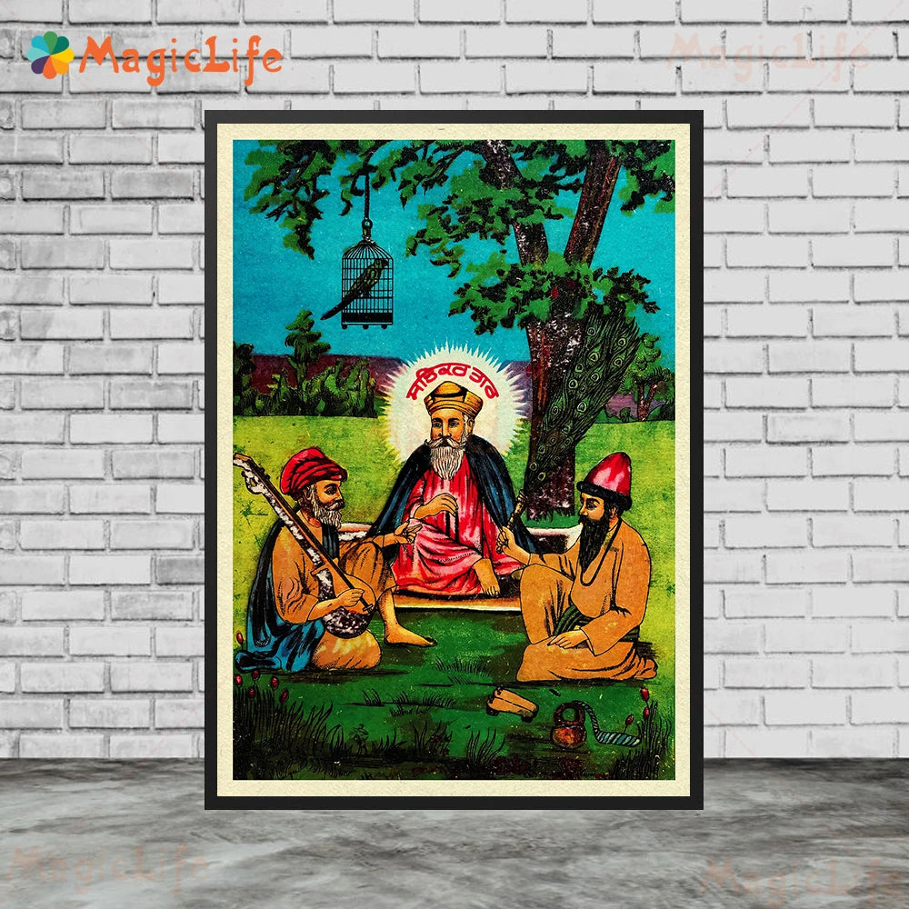Sikhism Gurunanak Gulu Nanak Religion Posters Wall Pictures For Living Room Vintage Poster Wall Art Canvas Painting Unframed