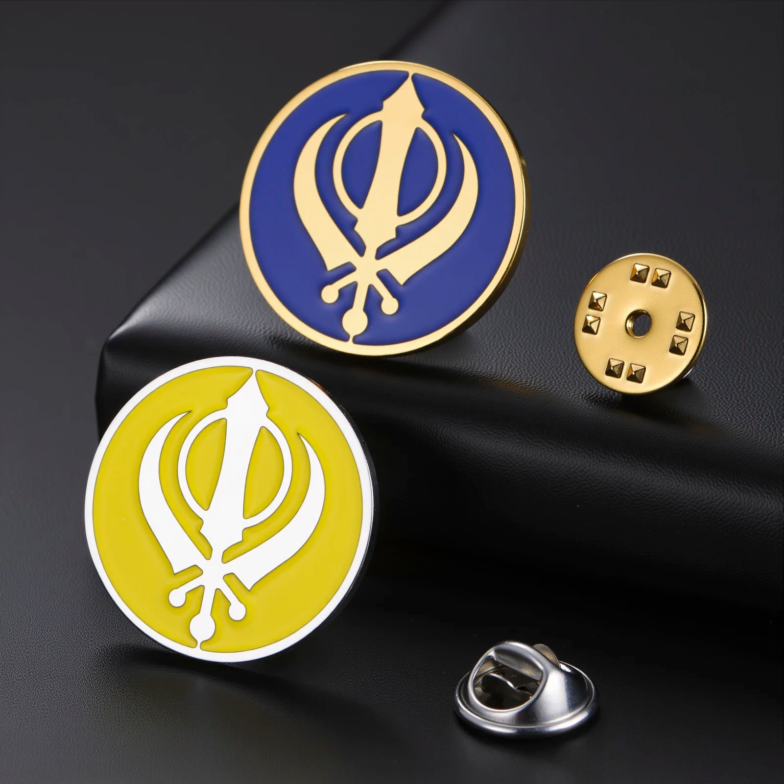 LIKGREAT Sikh Khanda Brooch Religious Spiritual Enamel Pin Badge Stainless Steel Jewelry Amulet Gift for Men Women Accessory