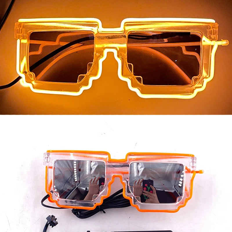 Funny Light Up Glasses Luminous LED Mosaic Glasses Men Women Halloween Party Supplies Glowing Glasses Neon Gafas Prpos