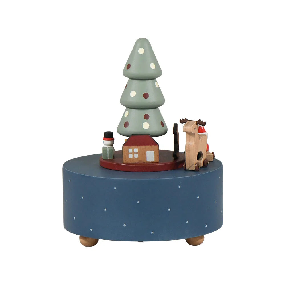 Christmas Gifts Wholesale Logo Engrave Mechanical Wind Up Clockwork Rotating Carousel Ballerina Music Box Wooden For Present