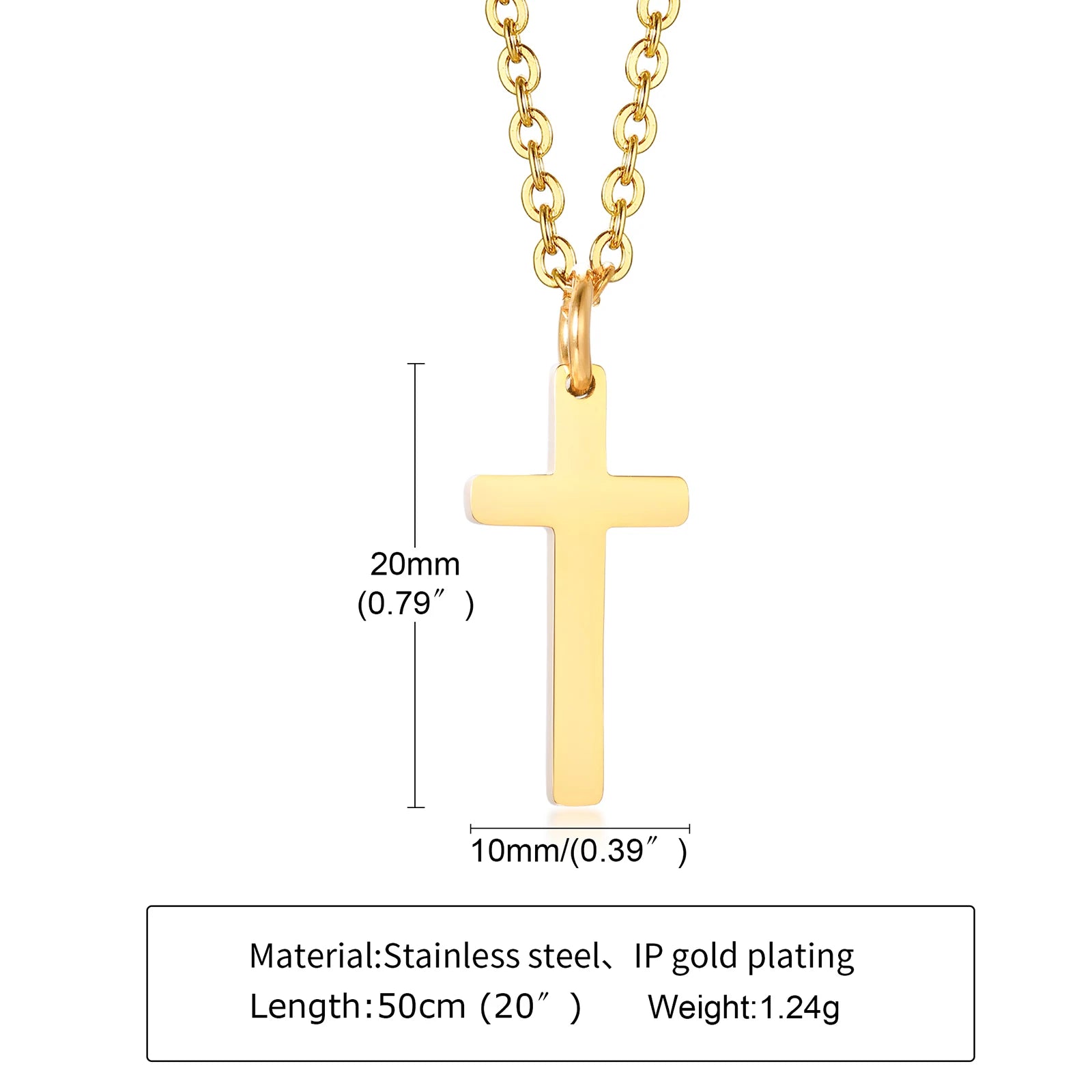 Cruz Cross Necklace Pendant, Women's Stainless Steel Cross Collar, Fashion Religious Jewelry