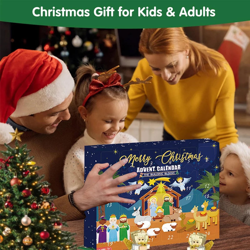 Christmas Advent Calendar Gift Box Diy Nativity Jesus Bricks Toys 24Days Countdown Calendar Surprise Christmas Home Decoration